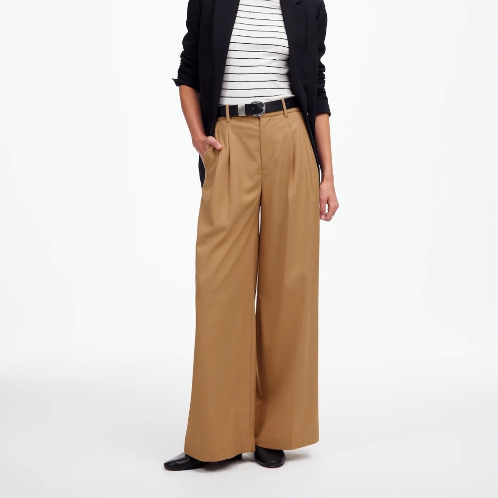 Madewell Wide-Leg Trousers in Camel Tan